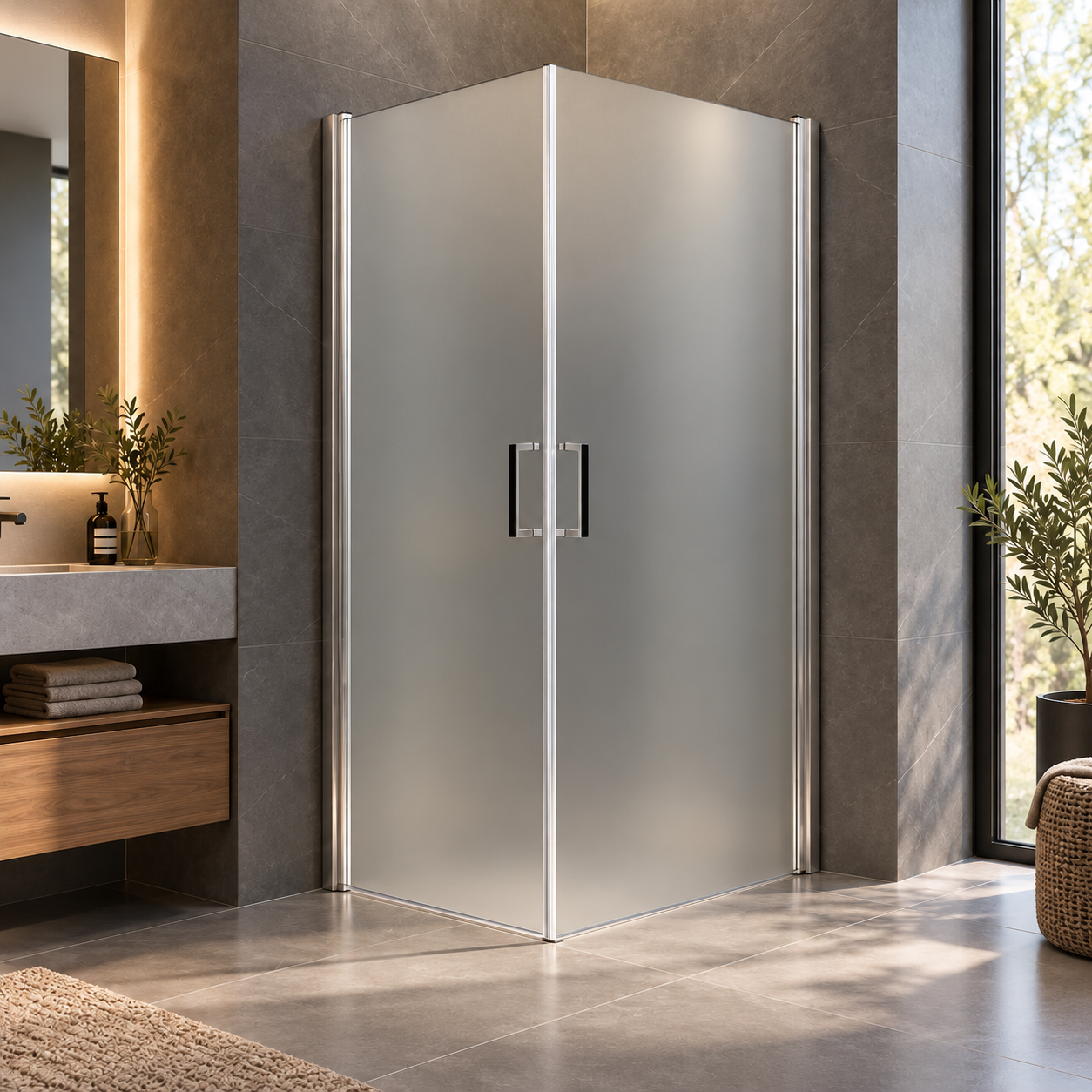 Box Doccia Porte Battenti Angolare in Cristallo Temperato – Quadrato e Rettangolare - immagine 3