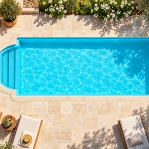 Piscina modello 18 in vetroresina – 7,60 × 3,38 m