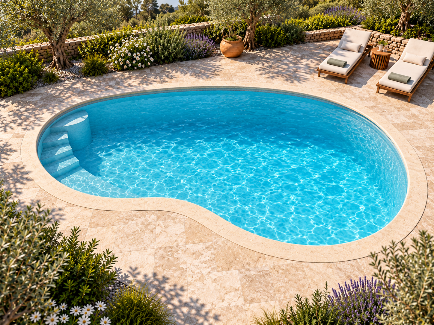 Piscina modello 26 in vetroresina – 5,60 × 3,25 m