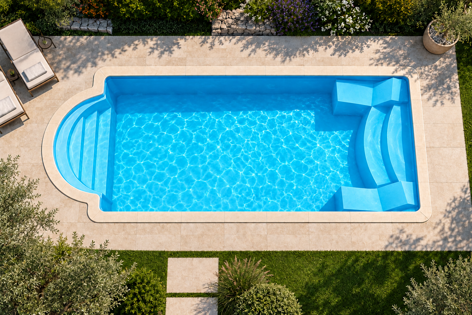 Piscina modello 20 in vetroresina – 6,00 × 3,00 m