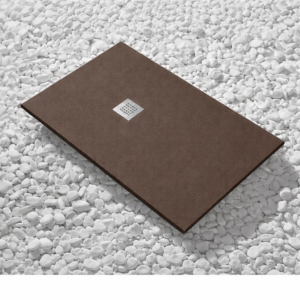Piatti Doccia Cioccolato Ral 8017 Vulcano Line In Resina e Polvere Di Marmo