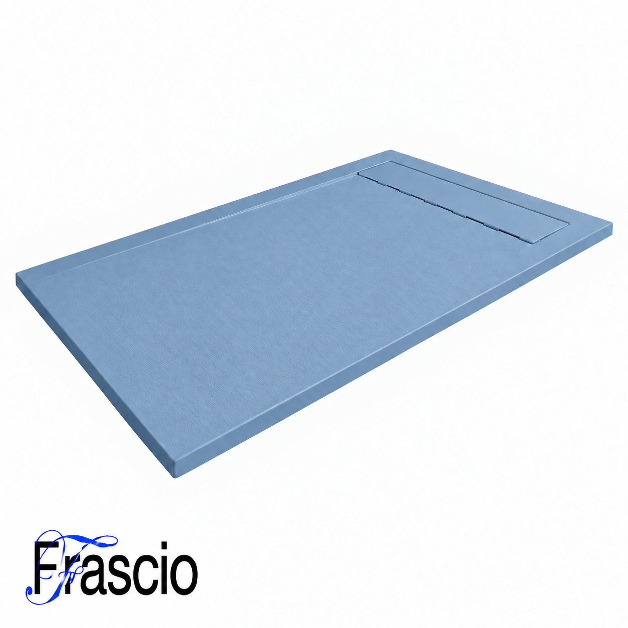 Piatti Doccia Blu Pastello Ral 5024 Vulcano Line In Resina e Polvere Di Marmo Con Griglia Laterale In Marmo Resina - immagine 2