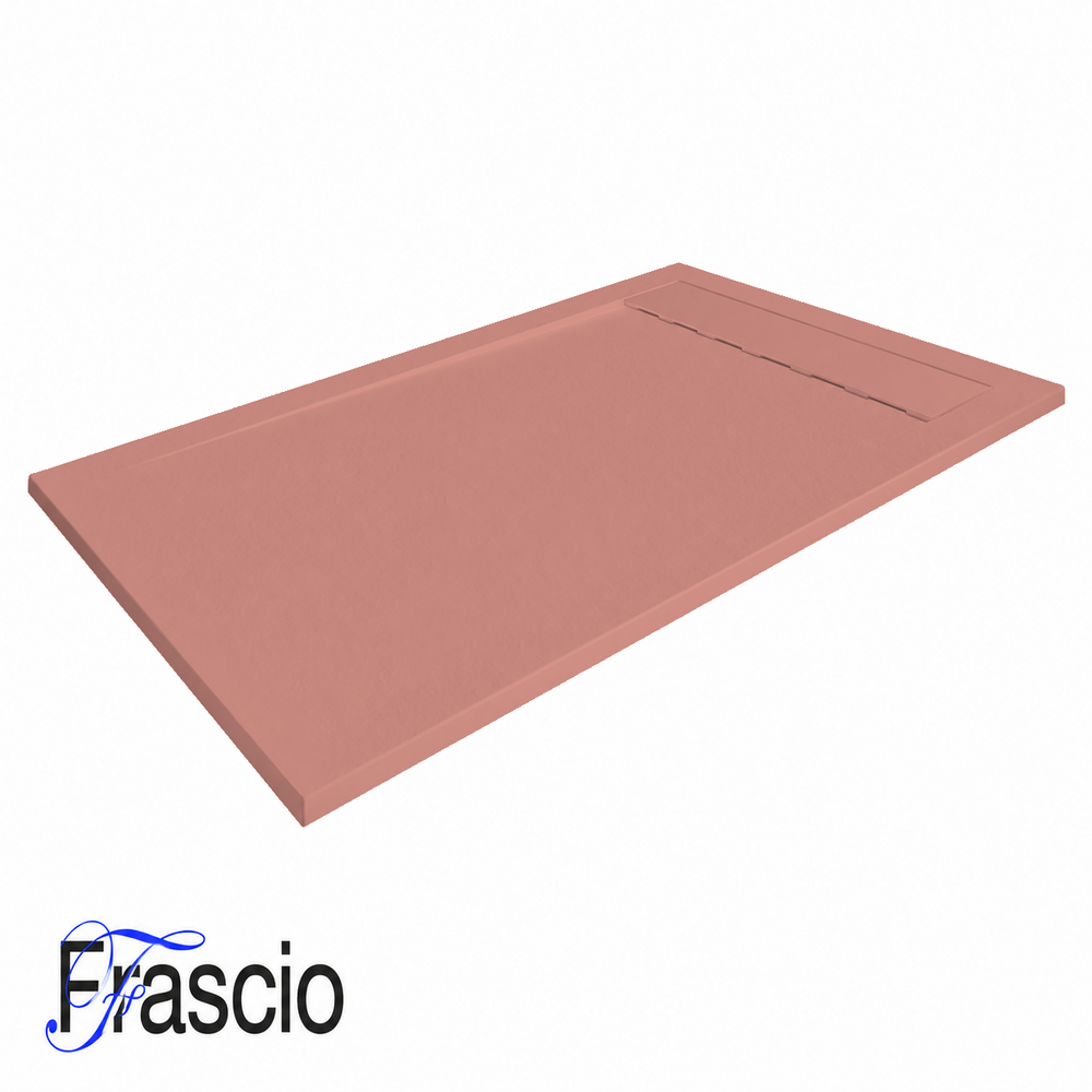 Piatti Doccia Rosa Antico Ral 3014 Vulcano Line In Resina e Polvere Di Marmo Con Griglia Laterale In Marmo Resina - immagine 3