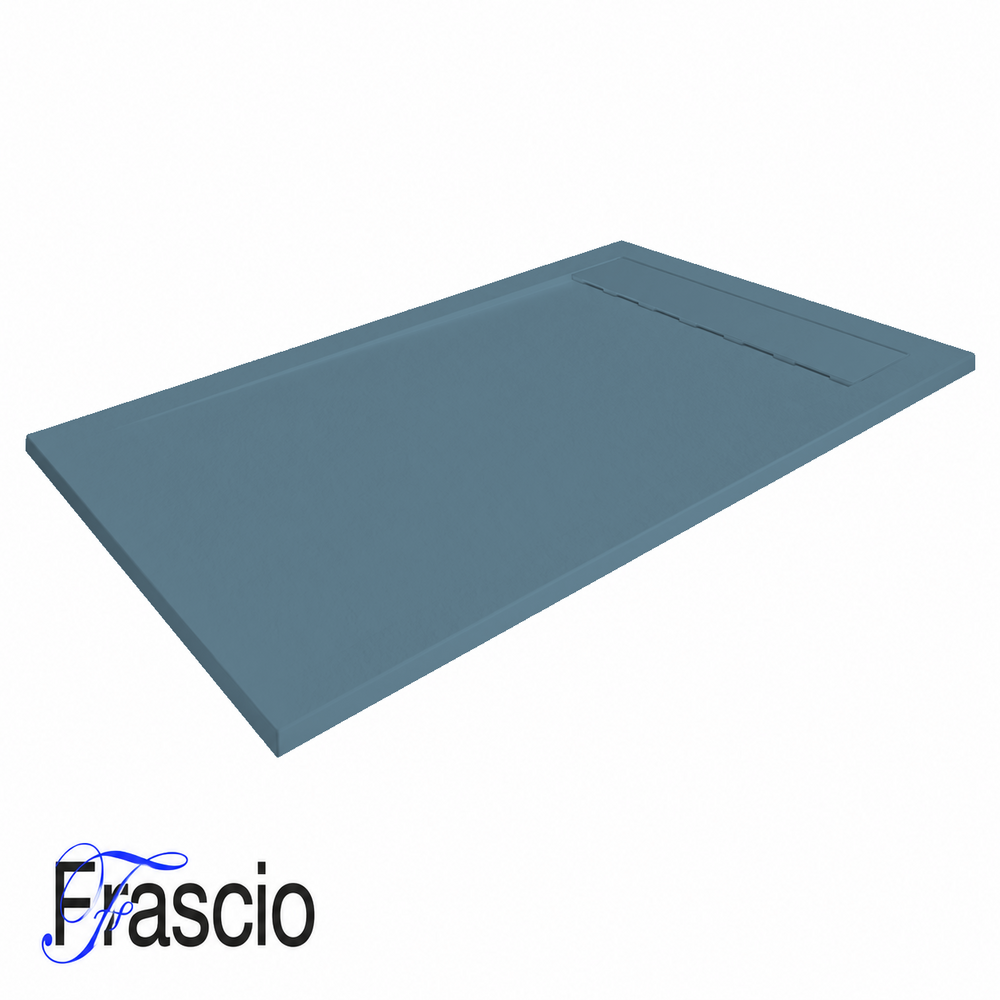 Piatti Doccia Blu Colomba Ral 5014 Vulcano Line In Resina e Polvere Di Marmo Con Griglia Laterale In Marmo Resina - immagine 3
