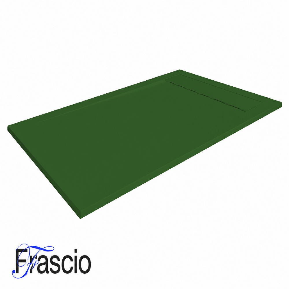 Piatti Doccia Verde Foglia Ral 6002 Vulcano Line In Resina e Polvere Di Marmo Con Griglia Laterale In Marmo Resina - immagine 2