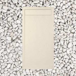 Piatti Doccia Beige Ral 1013 Vulcano Line In Resina e Polvere Di Marmo Con Griglia Laterale In Marmo Resina