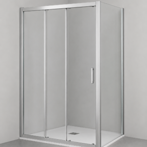 Box Doccia Angolare 3 Vetri Scorrevoli con Fisso Laterale Cristallo 6 mm Cromo