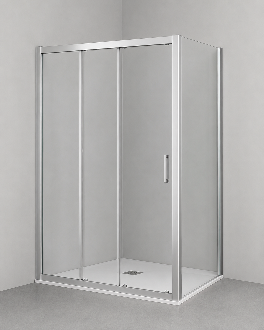 Box Doccia Angolare 3 Vetri Scorrevoli con Fisso Laterale Cristallo 6 mm Cromo