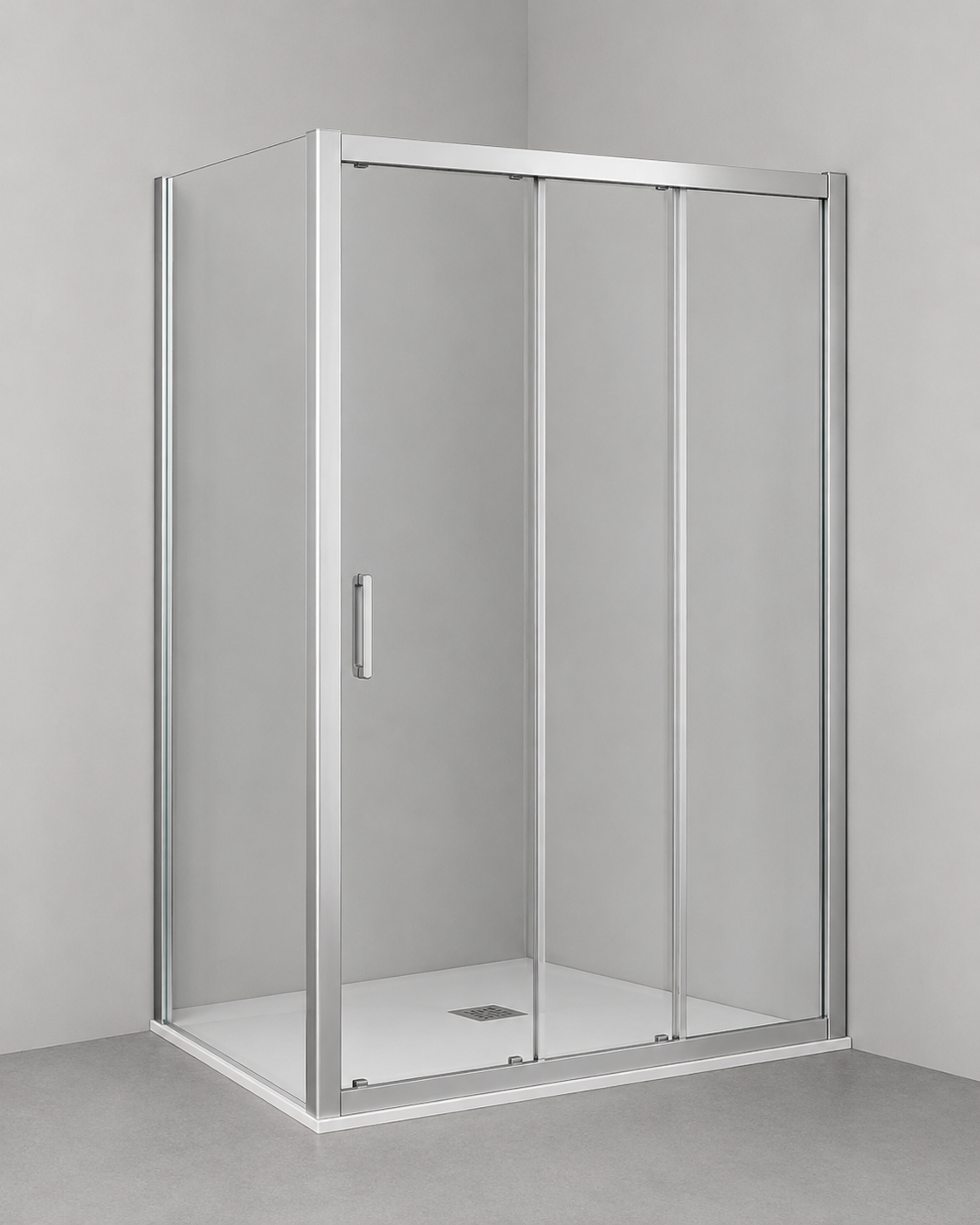 Box Doccia Angolare 3 Vetri Scorrevoli con Fisso Laterale Cristallo 6 mm Cromo - immagine 2