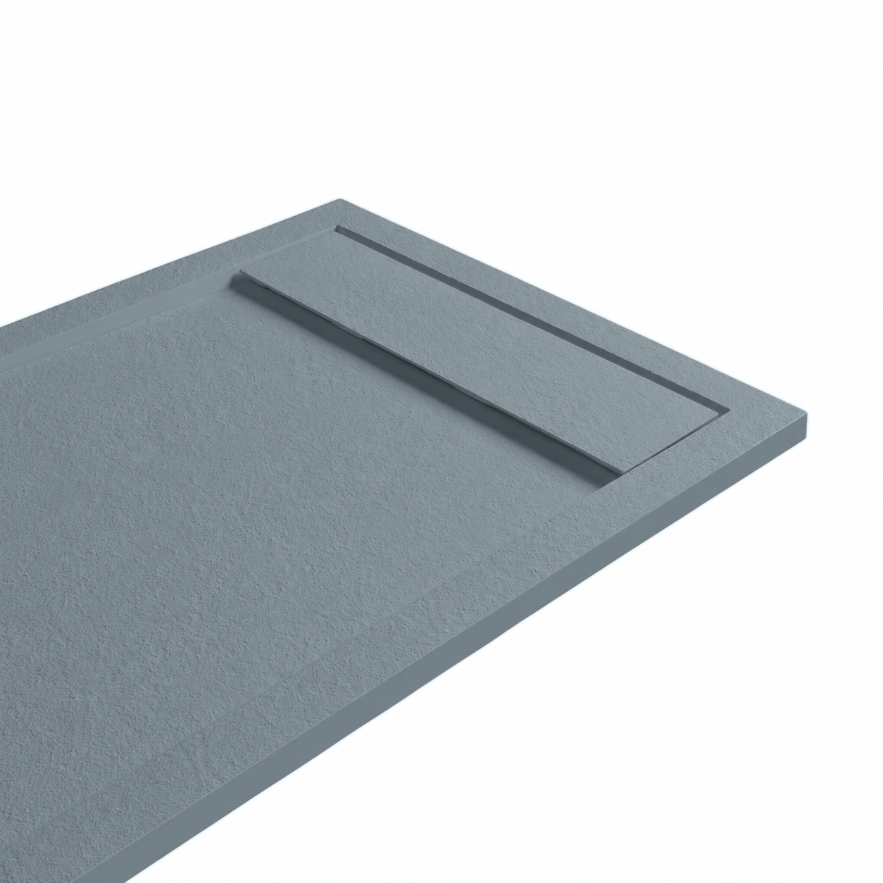 Piatti Doccia Grigio Vaio Ral 7000 Vulcano Line In Resina e Polvere Di Marmo Con Griglia Laterale In Marmo Resina - immagine 3