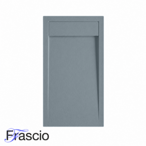 Piatti Doccia Grigio Vaio Ral 7000 Vulcano Line In Resina e Polvere Di Marmo Con Griglia Laterale In Marmo Resina
