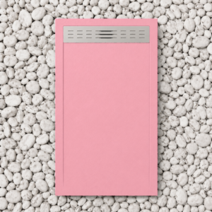 Piatti Doccia Rosa Chiaro Ral 3015 Vulcano Line In Resina e Polvere Di Marmo Con Griglia Laterale