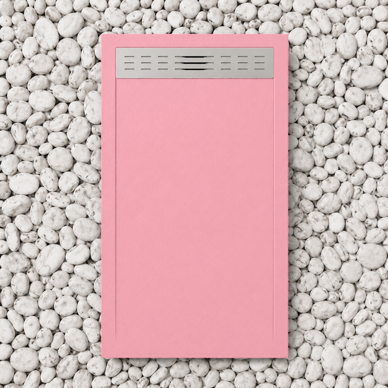 Piatti Doccia Rosa Chiaro Ral 3015 Vulcano Line In Resina e Polvere Di Marmo Con Griglia Laterale