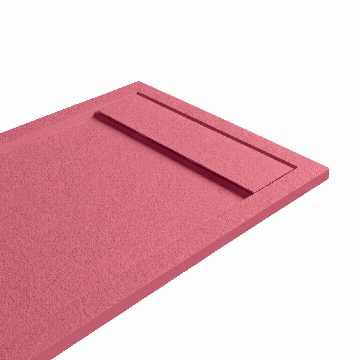 Piatti Doccia Rosa Antico Ral 3014 Vulcano Line In Resina e Polvere Di Marmo Con Griglia Laterale In Marmo Resina - immagine 3