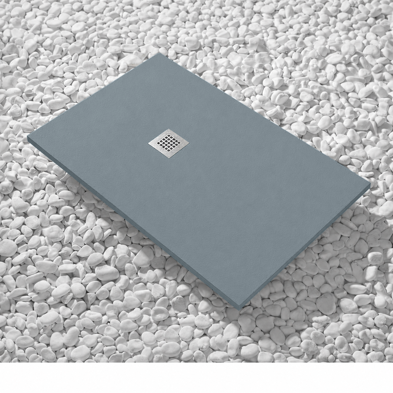 Piatti Doccia Grigio Vaio Ral 7000 Vulcano Line In Resina e Polvere Di Marmo