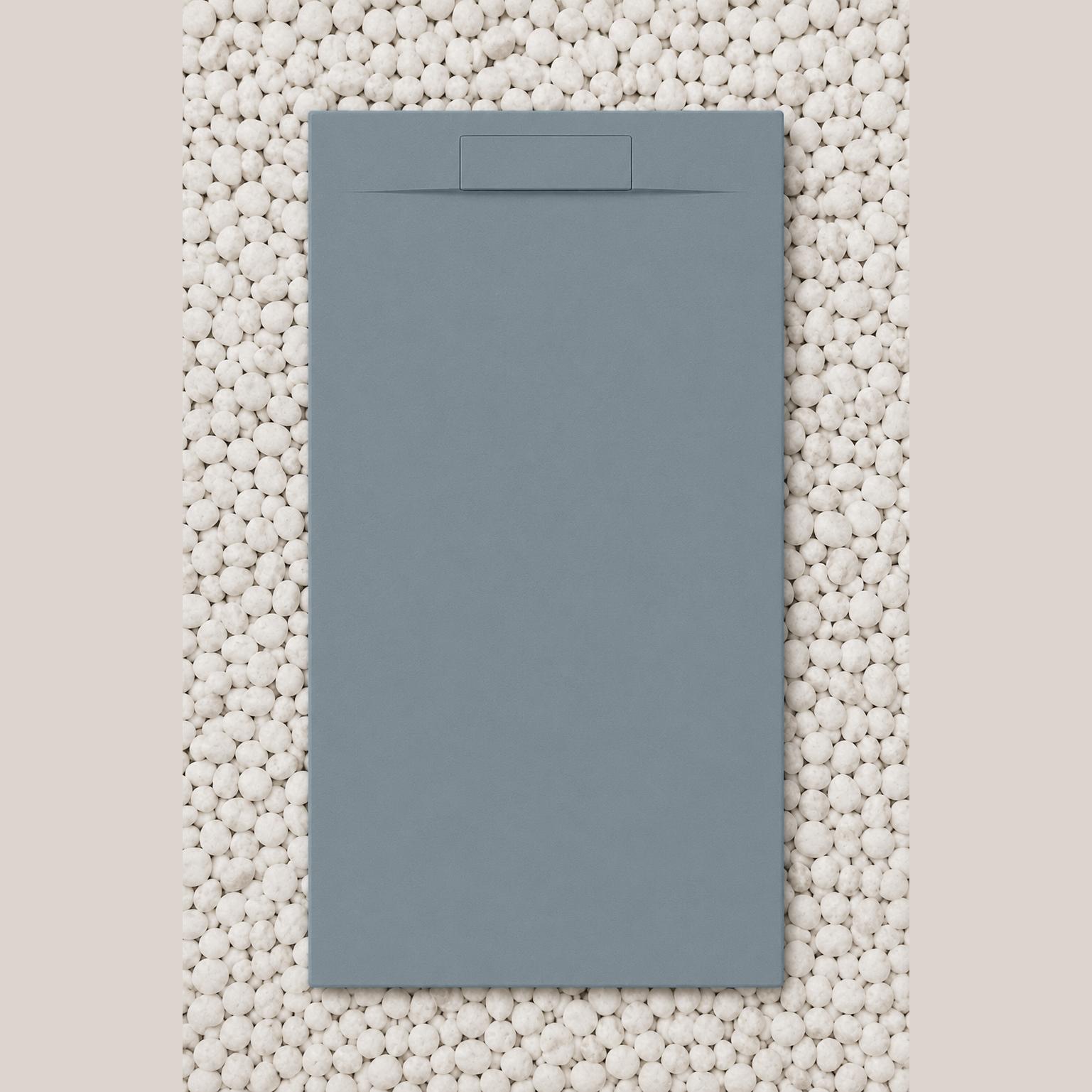 Piatti Doccia Grigio Vaio Ral 7000 Vulcano Line PLUS In Resina e Polvere Di Marmo Con Griglia Laterale IN MARMORESINA