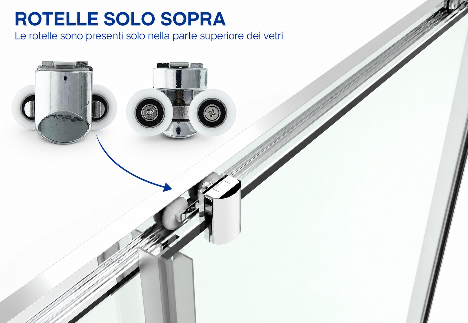 Box Doccia Ingresso Agevolato Apertura Angolare Quadro e Rettangolare In Cristallo Temperato - immagine 8